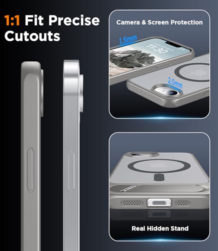 Image of Magnetic Compatible with iPhone 17e Case & iPhone 16e Case,[Built-in Invisible Kickstand][Compatible with MagSafe][Military Grade Shockproof] Slim Translucent Matte Case for iPhone 16e /17e 6.1 inch