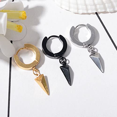 BYBYCD Brinco de gota punk círculo jóias triângulo pingente redondo masculino acessórios de aço inox