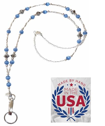 Hidden Hollow Beads Women’s SUPER SLIM Hand Beaded USA Lanyards for ID Badges Cards Teacher Cruise Keys Cell Phone 34”