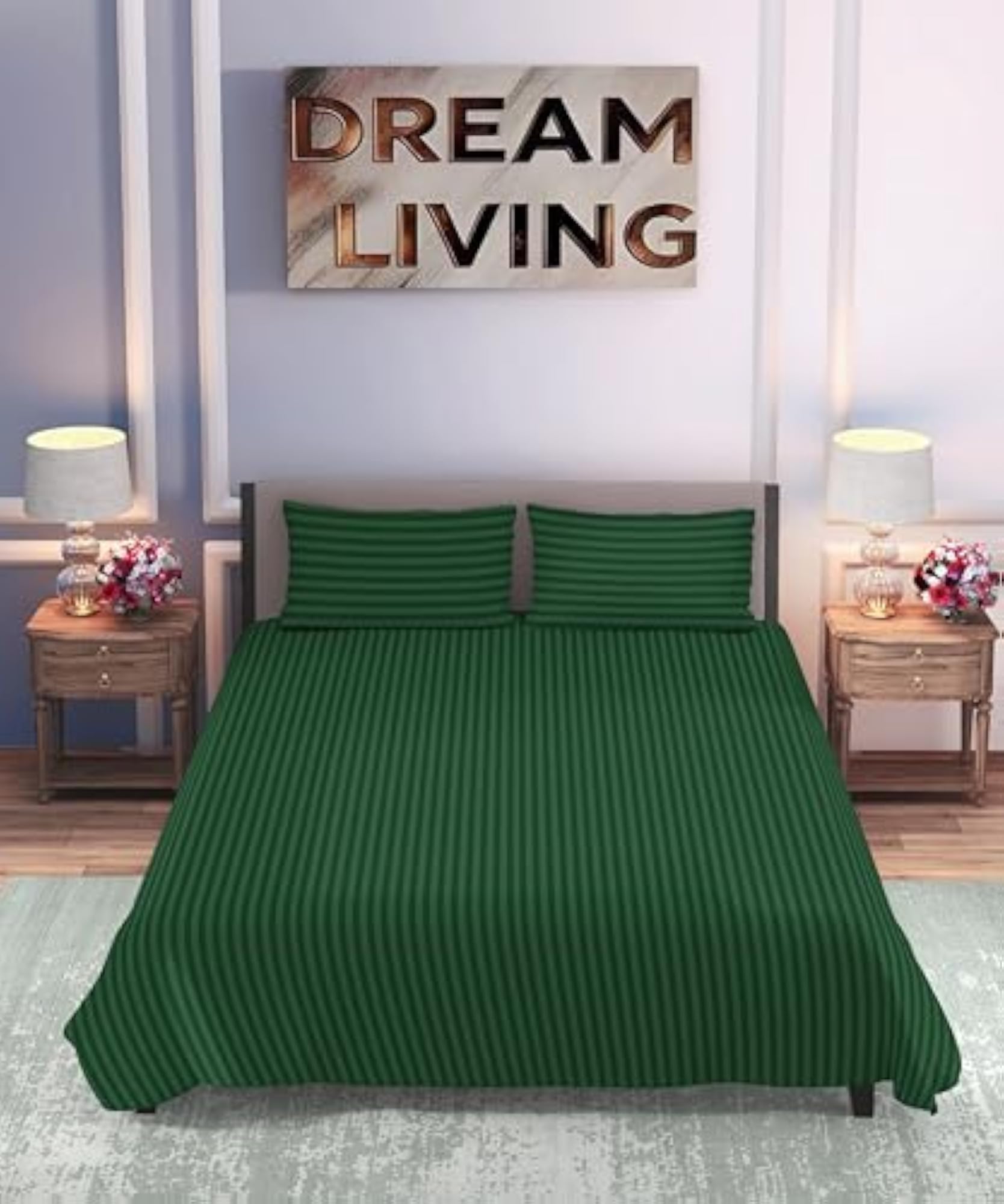 144TC Microfiber Solid Plain Stripe King Size Double Bedsheet