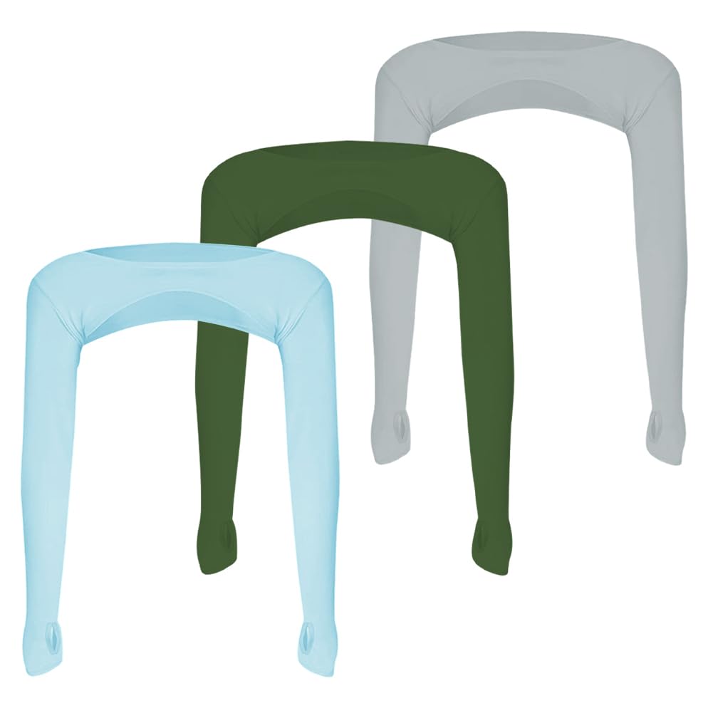 Sun Shawl Cooling Sleeves - Golf UV Shawl Arm Sleeves - Arm Covers for Women - Summer Ice Silk Shawl Arm Sleeves, Blue/Dark Gray/Olive Green 20.8in X 16.9in