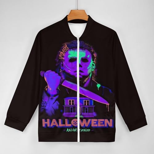 ZHANGXM Mens All-Print Jacket Halloween Michael Myers 3D Printing Hoodie with Pocket Sweatshirts for Adult Casual Sweatshirts3