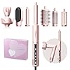 Cepillo secador de pelo 8 en 1 y estilizador de aire caliente, cepillo secador de 110,000 rpm, pantalla LCD plegable, 4 ajustes de calor, rizador automático, secado rápido, alisado para salón y viajes (rosa)