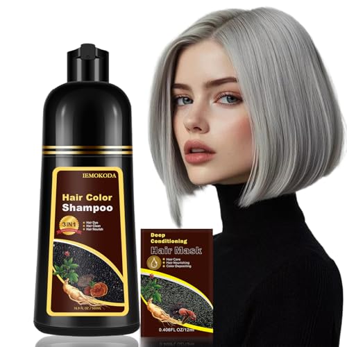 Silver Gray Hair Dye Shampoo 3 in 1, Instant Hair Color Shampoo, Semi-Permanent Silver Hair Dye,...