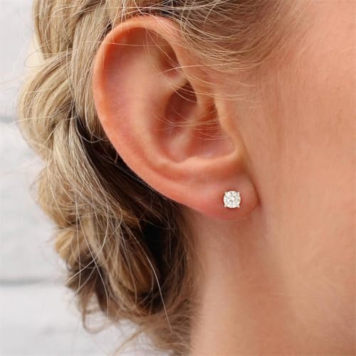Lab Grown Diamond Earrings with Certificate for Women Men, Round Cut D-E Color VVS-VS Clarity, 925 Sterling Silver Stud Earrings Stud Earrings for Wedding Bridal3