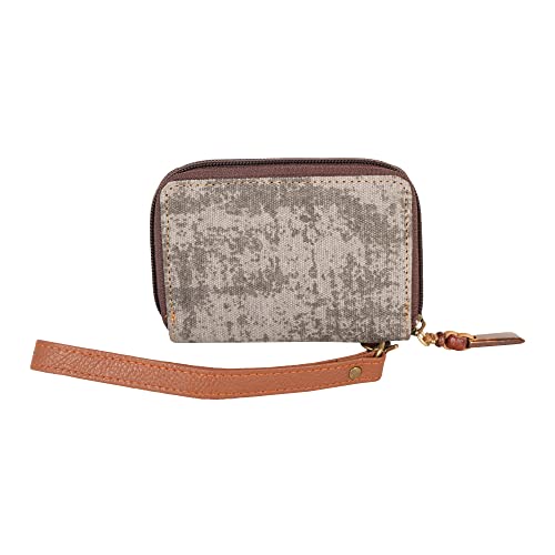 Vaan & Co Zip Around Wallet, Upcycled Genuine Leather (Gray)