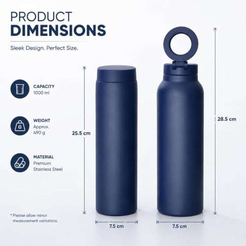 Image of Magnetic Phone Holder Water Bottle with Built-in Mobile Stand, Flip Lid and Carry Ring, Reusable Drinking Bottle for Gym, Travel, Office, Cycling, Workout and Everyday Hydration Needs