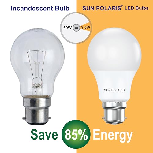 SUN POLARIS Bayonet Led Light Bulb - 8.5 Watt Cool White 4000k Natural Bright, 60W Equivalent B22 Lightbulb, 806 Lumens Ultra Efficient Lightbulbs, BC Non Dimmable GLS Energy Saving Bulbs Pack of 3 - Image 3
