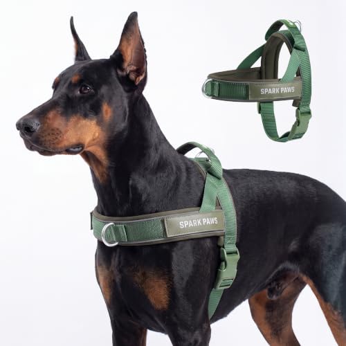 Image of Spark Paws No Pull Front Clip Dog Harness - Easy On, Padded and Lightweight | Two Clips, On in Seconds, Chest Bearing, Australian Style, No Throat Pressure, for Small Medium and Large Breeds