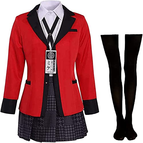 Femmes Anime Yumeko Jabami Cosplay Costume JK Ensemble Complet Costume Marin Runa Yomozuki Veste à Capuche Filles Lycée Uniforme (Rouge, L) Cover