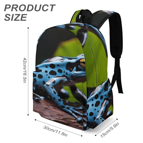 Dart Frog Blue Printed Backpack Water-Resistant Pack Stylish Bag Lightweight Travel Backpack3