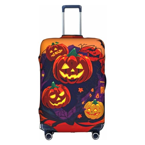 Cvnbmakk ハロウィンパンプキンプリントトラベル荷物カバー、防水防塵保護カバー 18-32インチのスーツケース用, ホワイト。, Small