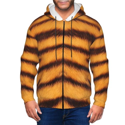 Pull à capuche imprimé tigre sweat molletonné homme mi-saison - 7