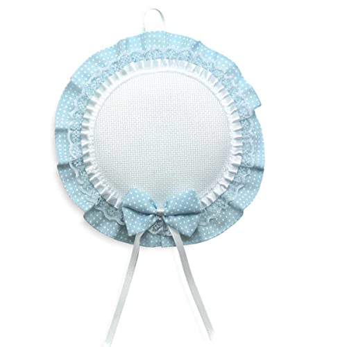 Sobre cuna para bordar punto de cruz, Coccarda para bordar en punto de cruz, tela aida, lunares azules Cover