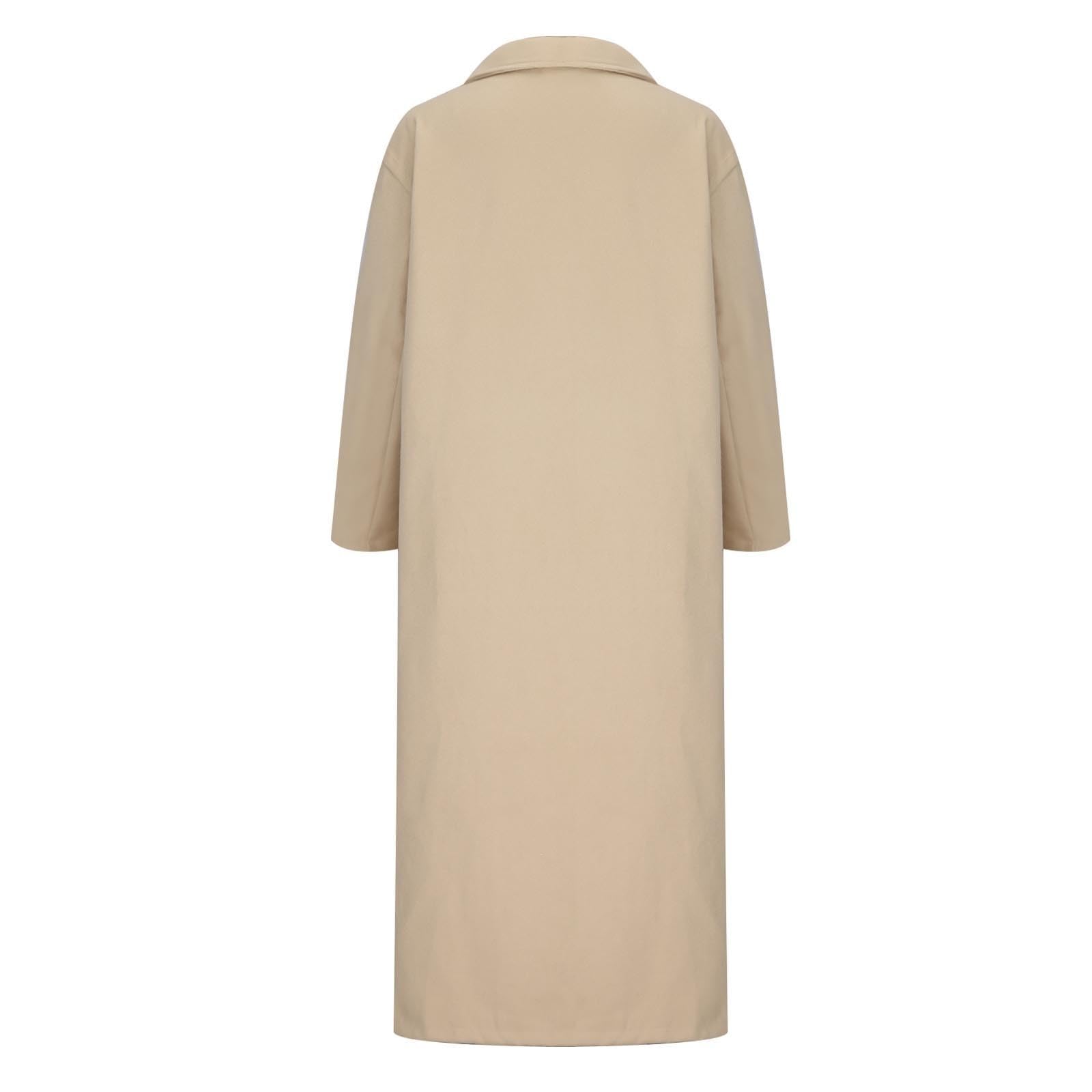 Ansenesna Wollmantel Damen Winter Lang Wintermantel Wolle Elegant Lange Winterjacke Warm Jacke Mantel Frauen Ohne Kapuze Wolljacke Knöpfe Oversize Damen-Mäntel Umlegekragen Trenchcoat