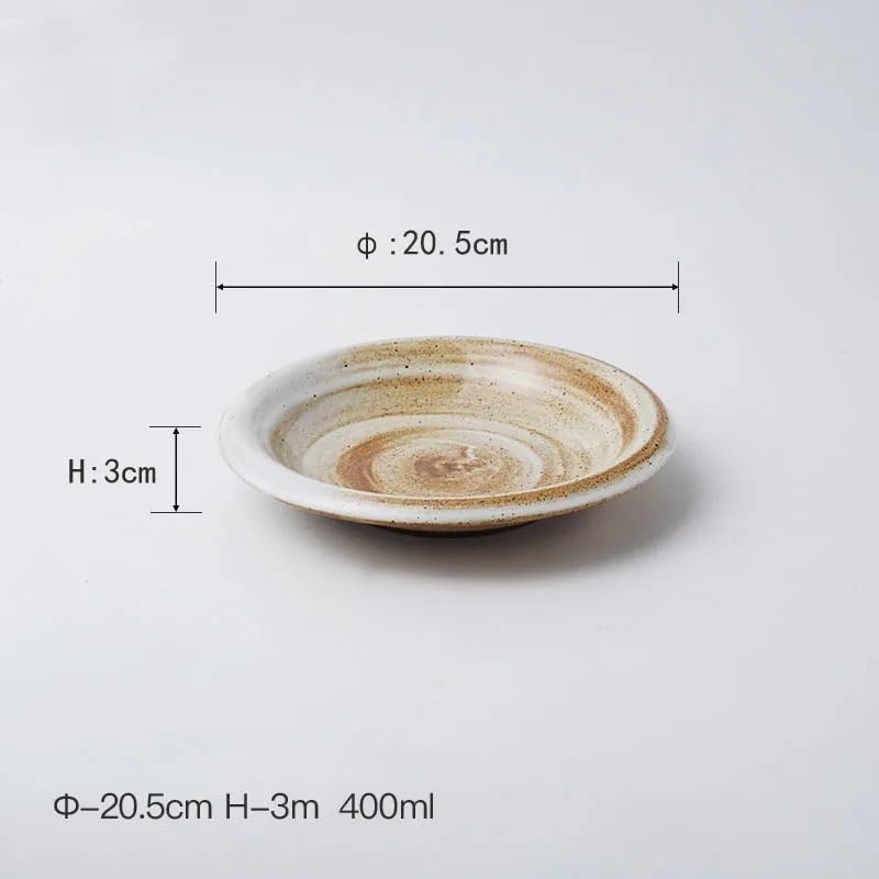 Piatti Cena Piatto piano in ceramica vintage a bocca inversa Piatto da insalata creativo Piatto poco profondo Piatti da dessert Piatti di pasta Piatti speciali for stoviglie Piatto da Portata(A 8 inch