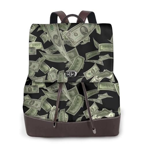 Sac à dos en cuir pour femme Dollar Sign argenté tendance urbaine chic