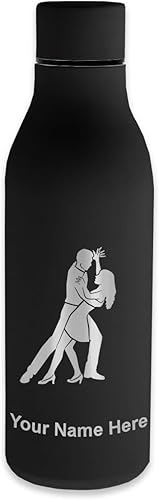 Miniatura 1 de LaserGram Double Wall Stainless Steel Water Bottle, Salsa Dancers, Personalized Engraving Included (Black)