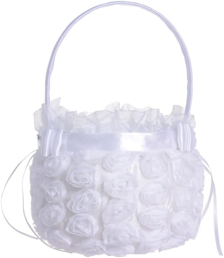 JSEIAJB Wedding Flower Basket Flower Girl Basket Handmade Flower Basket Lace Flower Girl Basket Wedding Basket