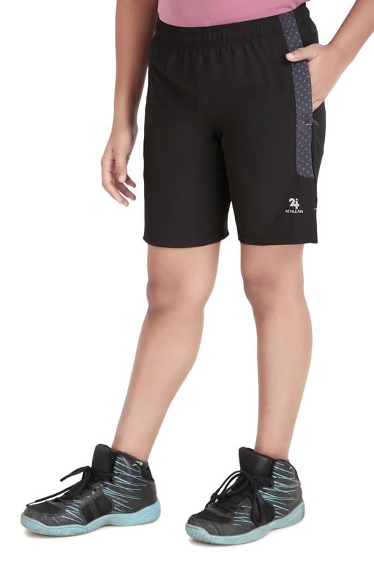 Kids Sports Shorts for Boys & Girls | Polyester Breathable Shorts | Gym Running Play Wear | Elastic Waist | Casual Activewear Shorts | Black, D.Grey, Khakhi, Royal Blue, Wine-image-3