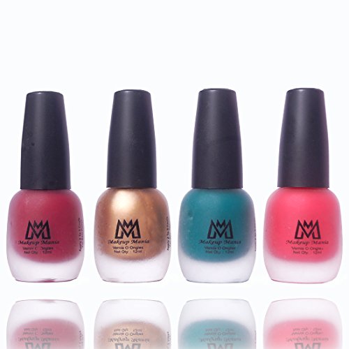Image of Makeup Mania Nail Polish Set, Velvet Matte Nail Paint Combo Set of 4 Pcs, Multicolor Nail Polish Combo 12 ml each bottle (Set # 17)