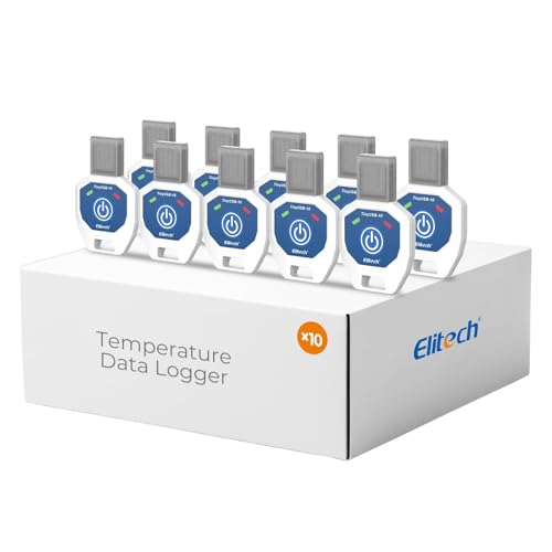 Image of Elitech 10 Pack Temperature Data Logger Single Use 90 Days in-Transit Trip Disposable Temperature Recorder PDF Report Tiny but Elite TinyUSB -10~40℃