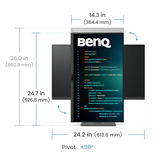 Image of BenQ RD270Q 27 inch (68.58 cm) 2K 144Hz IPS QHD 2560x1440 Programming Monitor,Coding Hotkey,USB-C(65W PD),HDMI & DP,Coding Modes,Height /Tilt /Pivot Adjustable,HDR10,99% sRGB, 2Wx2 Speakers, AMD FreeSync