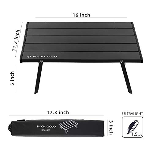 Rock Cloud Folding Beach Table Aluminum Portable Camping Table Ultralight, Black #TOP2