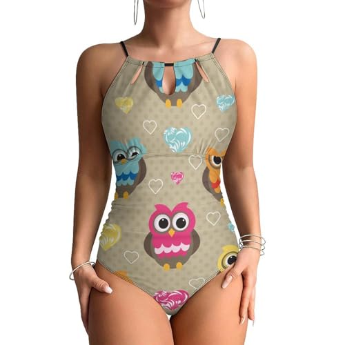 Maillots de bain une pièce femme hibou cartoon monokini gainant