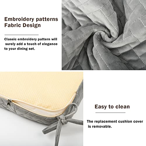 Idee-Home Chair Cushions For Dining Chairs Set Of 4, Quilted Patterns Square Chair Pads Memory Foam With Ties Dining Chair Cushions Large 17 X 17 Inches Seat Cushion For Kitchen Table Metal Grey #TOP2