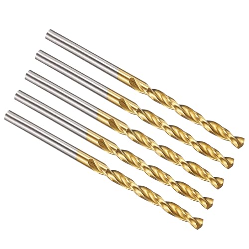 PATIKIL 2.8mm Drill Bit, M42 8% Cobalt High-Speed Steel Jobber Straight Shank 135° Titanium Nitride (TiN) Coated for Hard Metal Stainless Steel - 5 Pack