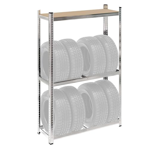 WilTec Estantería neumáticos hasta 795 kg 180x120x40cm almacenaje para 8 neumáticos Ruedas Cargas Pesadas