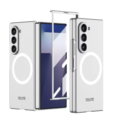 Image of TechTrendz Magnetic Cover [Compatible with MagSafe] for Samsung Galaxy Z Fold 8 Ultra Case Slim Hard PC + Tempered Glass Protective Phone Case for Galaxy Z fold 8 Ultra Back Cover - Silver
