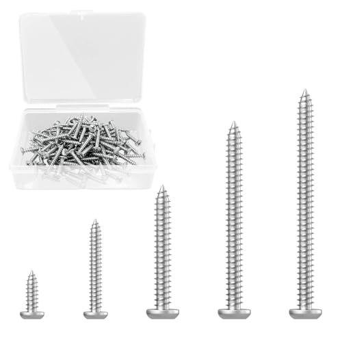 Henyall 110pcs Wood Screws Assortment Assorted Screws with Box Stainless Steel Self Tapping Screws for Wood & Decking 6-50mm Countersunk Round Head Screws Zinc Coated DIY & Repair Screw KitM3 M4