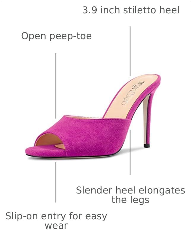 Image of TNYNFBEB Women Stiletto High Heel Peep Open Toe Sandals Slingback Slip-on Wedding Office Cute Basic Classic 3.9 Inches Heels