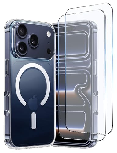 Image of TOPF&B Magnetic Case Compatible with iPhone 17 Pro Max,Compatible with Magsafe,Anti-Yellowing Cover,Transparent Screen Protector,Clear Case for iPhone 17 Pro Max,Crystal Clear