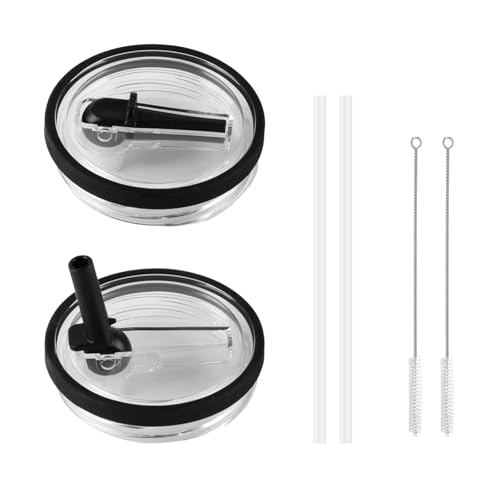2 Pcs Leak Proof Lid for Stanley Cup Flip Straw 40 oz Tumbler Flip Straw Lid Replacement for Stanley Quencher Leakproof 40 oz Cup Tumbler Cover Accessories with 4 Straws & 1 Cleaning Brush
