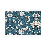 WHJSSF Tischsets mit schönem Mandelblumen-Druck, 6 Stück, 30,5 x 45,7 cm, hitzebeständig, waschbar und langlebig, Platzsets für Küche, Zuhause, Hotel