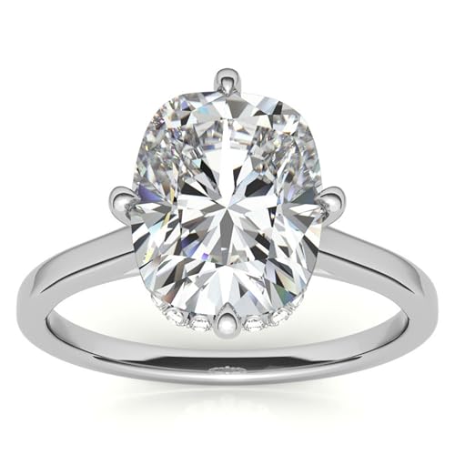 1-5ct Elongated cushion Cut Moissanite Hidden Halo Womens Engagement Ring in 925 Sterling Silver & 10K 14K 18K Solid Gold Valentine & Proposal Gift For Her
