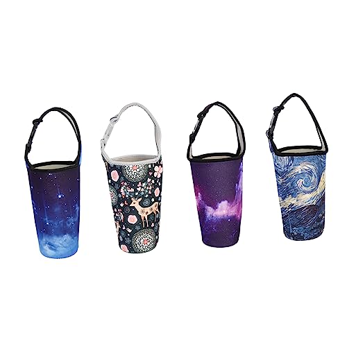 UPKOCH 1 Juego Portavasos Ice Bolsa Taza De Coche Grande Portador De La Manga del Vaso Térmico Taza De Viaje con Asa Reutilizable Porta Vasos Portátil Vasos Cafe Neopreno 4 Piezas