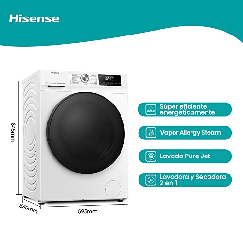 Hisense-WDQA8014EVJM-Lavadora-Secadora-2-en-1-con-Vapor-Clase-A-Carga-Frontal-8-Kg-Lavado-5-Kg-de-Secado-1400-rpm-Motor-Eficiente-Inverter-Sistema-Antibalanceo-Puerta-XL-Gran-Display-LED