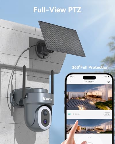 AUBOR-Security-Cameras-Wireless-Outdoor-2K-QHD-Solar-Wi-Fi-Home-Surveillance-Camera-Color-Night-Vision-Smart-Motion-Detection-Spotlights-2-Way-Talk-Support-SDCloud-Storage-Grey