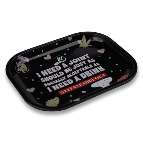 Image of LIT Metal Rolling Tray (Black 2 Edition) for Cigarette, Smoking Ash Bowl, Smoke Tray, Size 18x14cm (LITAF Accessories)