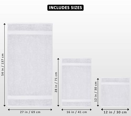 Utopia Towels 8 Piece Premium Towel Set, 2 Bath, 2 Hand, and 4 Wash Cloths, 600 GSM 100% Ring Spun Cotton, Highly Absorbent Towels for Bathroom, Gym, Hotel, and Spa, White