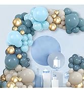 Auliuse 122 Pcs Balloon Arch Kit Blue Gold Balloons Garland for Wedding Birthday Party Decoration...