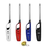 Clipper 4 Mecheros Encendedores Cocina barbacoa de 28 cm +1 llavero HIBRON