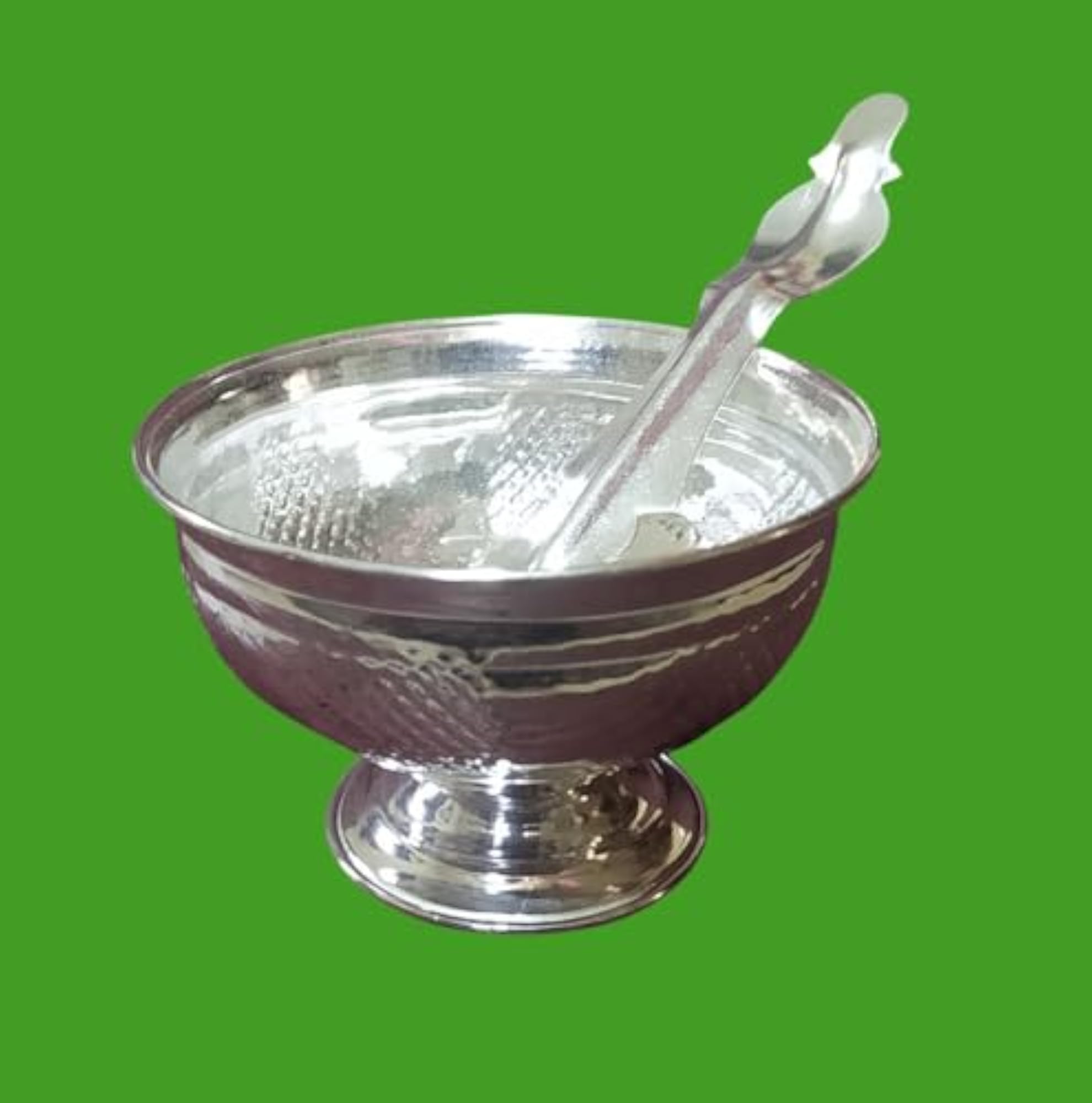 Plated Metal Pooja Bowl with Spoon for Rituals