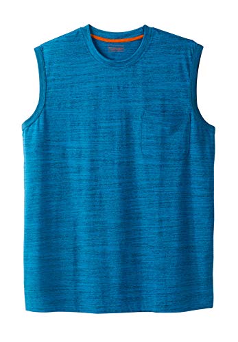 Boulder Creek By Kingsize Men's Big & Tall Heavyweight Pocket Muscle Tee - Big - 2Xl, Classic Teal Marl Blue Shirt #TOP9
