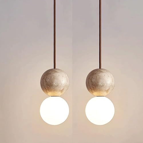 Mini lámpara colgante de piedra natural para dormitorio, lámpara colgante de travertino amarillo Wabi-Sabi japonés, lámpara colgante colgante de