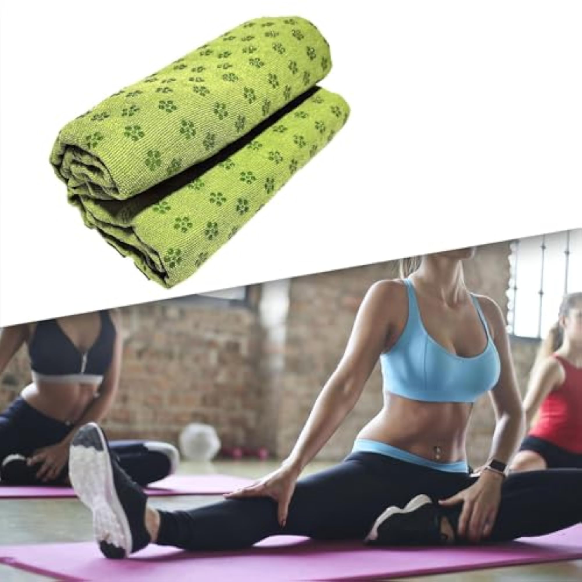 Green Yoga Towel, Hot Yoga Mat Towel